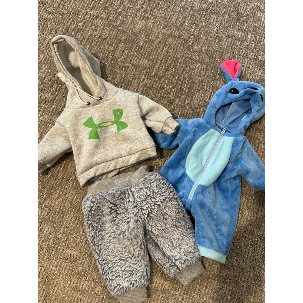 Build A Bear Workshop Stitch Romper Under Armour Hoodie and Fuzzy Pants Set